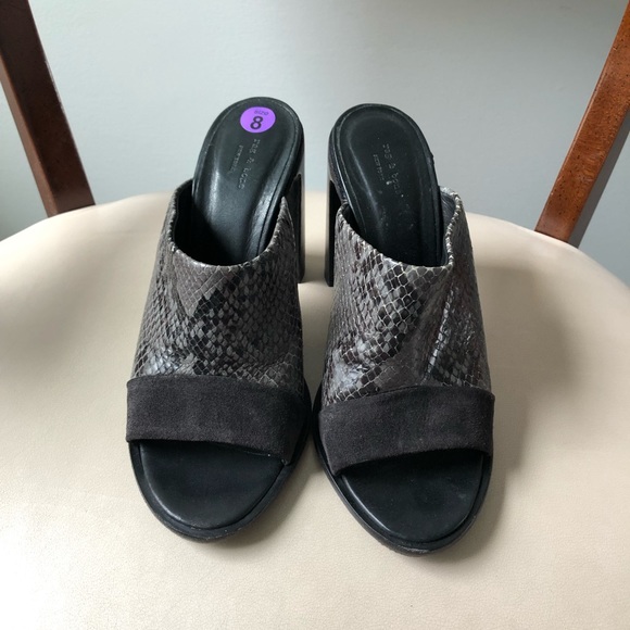 Rag & Bone black/grey snake print chunky heels - Picture 2 of 5